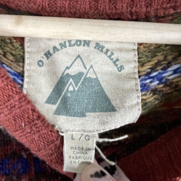 VTG O'Hanlon Mills Sweater Knit LambsWool Blend FairIsle Multi MENS SIZE LARGE - Picture 8 of 9